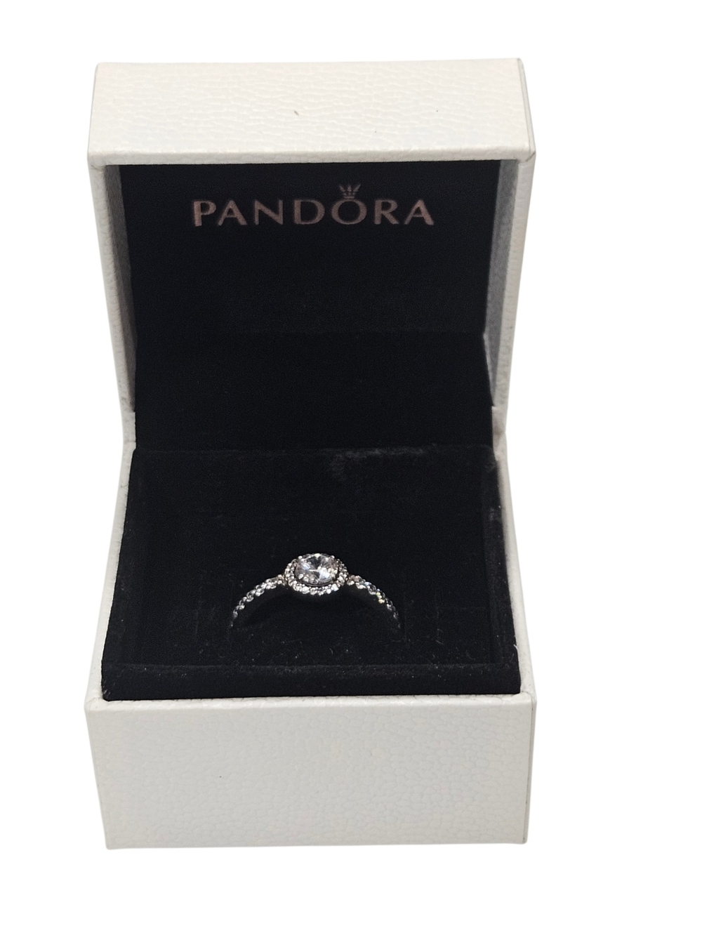 Pandora Round Sparkle Halo Ring Size 56 With Box
